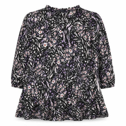 Marks and Spencer Womens Black Viscose A-Line Size 22 V-Neck Button - Flowers, Glitter