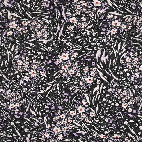 Marks and Spencer Womens Black Viscose A-Line Size 22 V-Neck Button - Flowers, Glitter