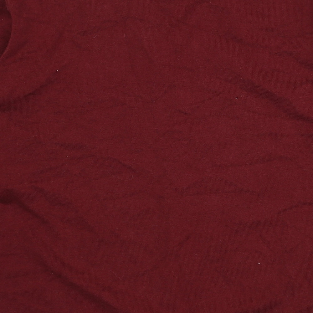Lands' End Womens Red V-Neck Cotton Pullover Jumper Size 14 - Size 14-16