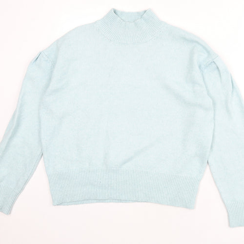Marks and Spencer Womens Blue Mock Neck Polyester Pullover Jumper Size M