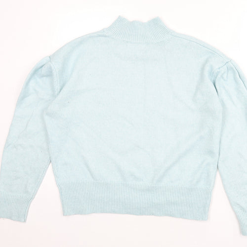 Marks and Spencer Womens Blue Mock Neck Polyester Pullover Jumper Size M