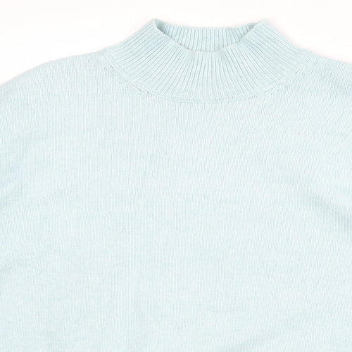 Marks and Spencer Womens Blue Mock Neck Polyester Pullover Jumper Size M