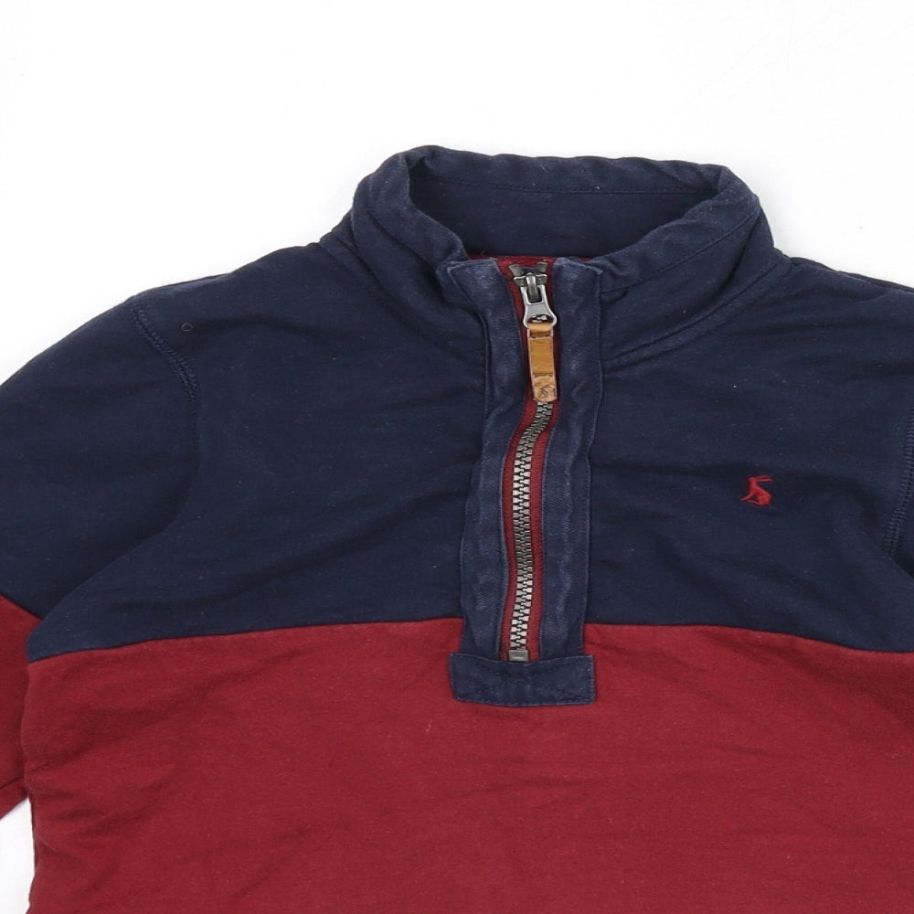 Joules Boys Multicoloured Cotton Henley Sweatshirt Size 7-8 Years Zip