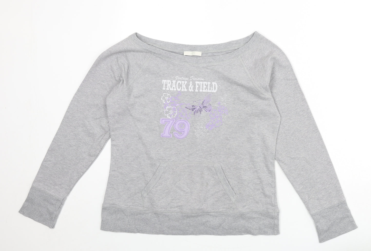 Marks and Spencer Womens Grey Cotton Pullover Sweatshirt Size 14 Pullover - Track and Field