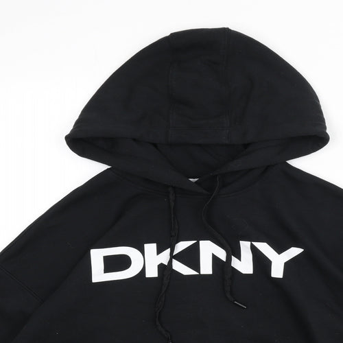DKNY Womens Black Cotton Pullover Hoodie Size M Pullover