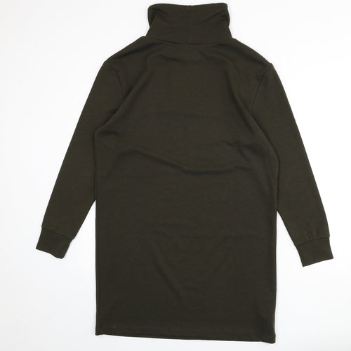 Mango Womens Green Polyester Sheath Size S Mock Neck Pullover