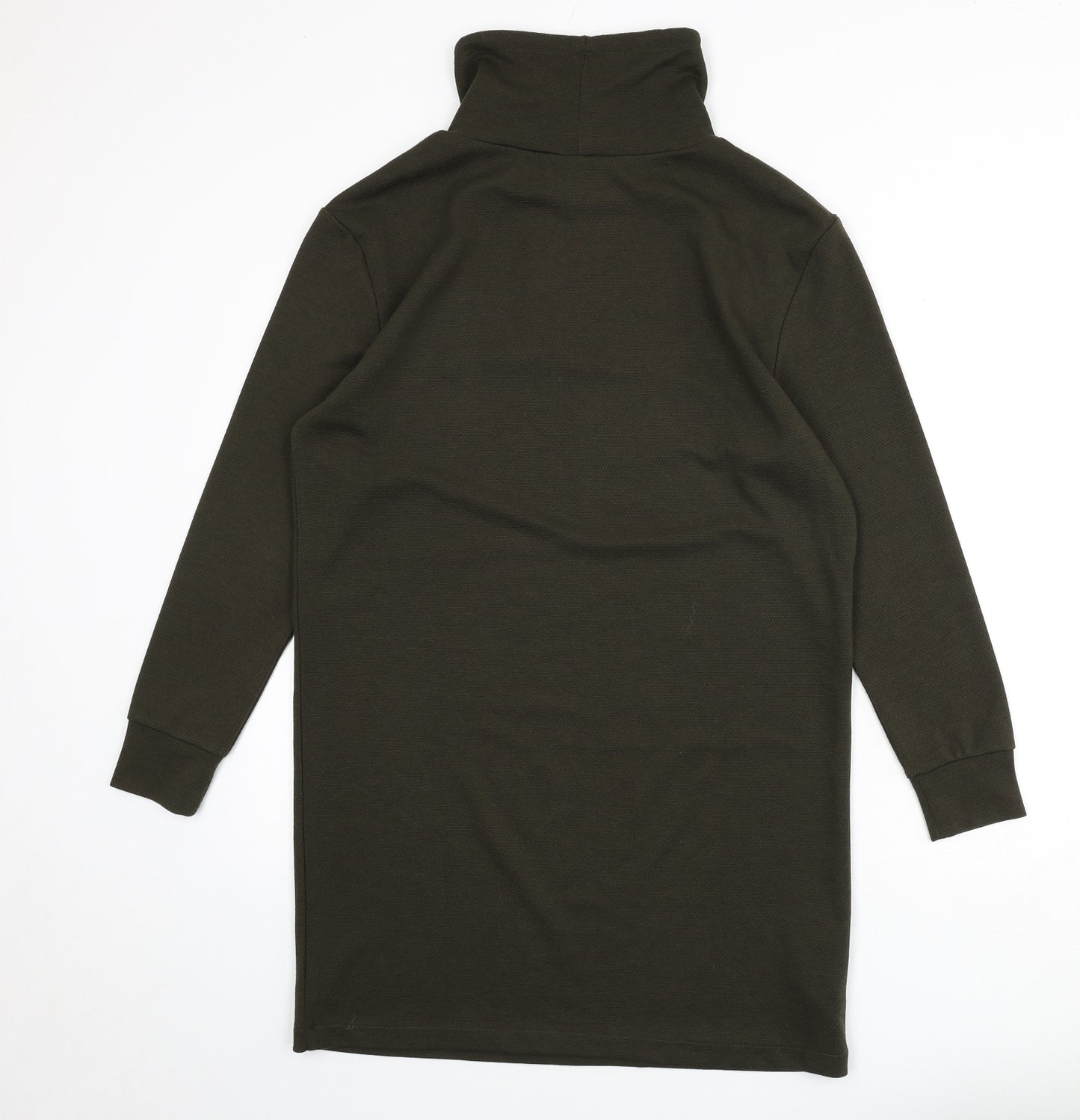 Mango Womens Green Polyester Sheath Size S Mock Neck Pullover