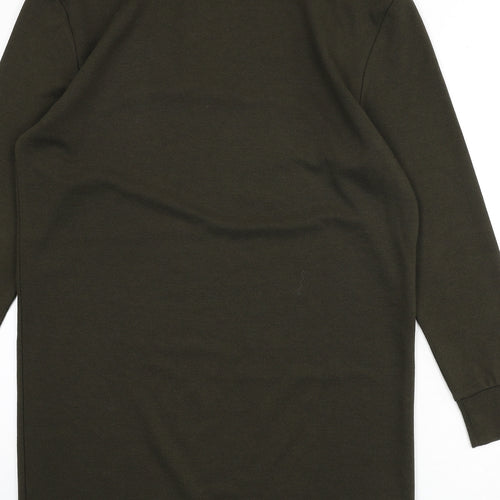 Mango Womens Green Polyester Sheath Size S Mock Neck Pullover