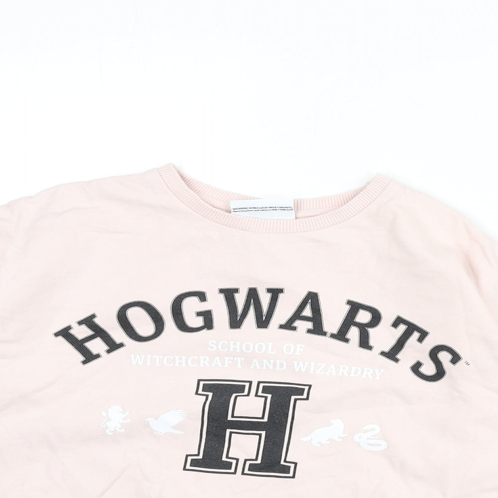 Harry Potter Girls Pink Cotton Pullover Sweatshirt Size 9-10 Years Pullover - Hogwarts