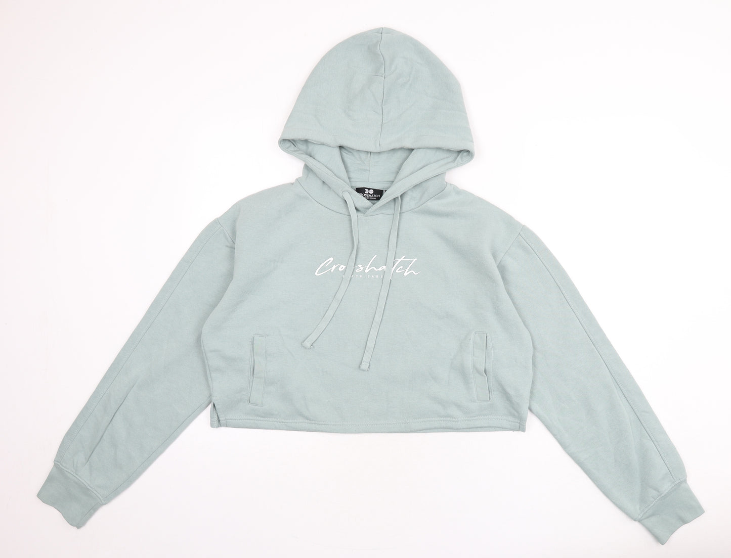 Crosshatch Womens Green Cotton Pullover Hoodie Size L Pullover - Cropped
