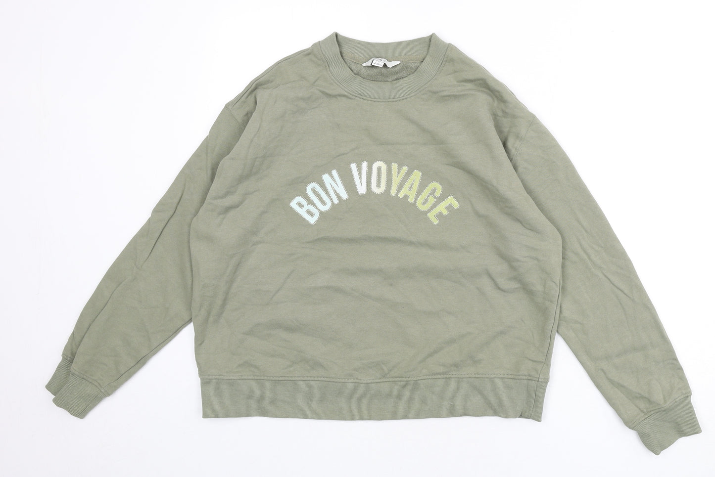 Marks and Spencer Womens Green Cotton Pullover Sweatshirt Size M Pullover - Bon Voyage