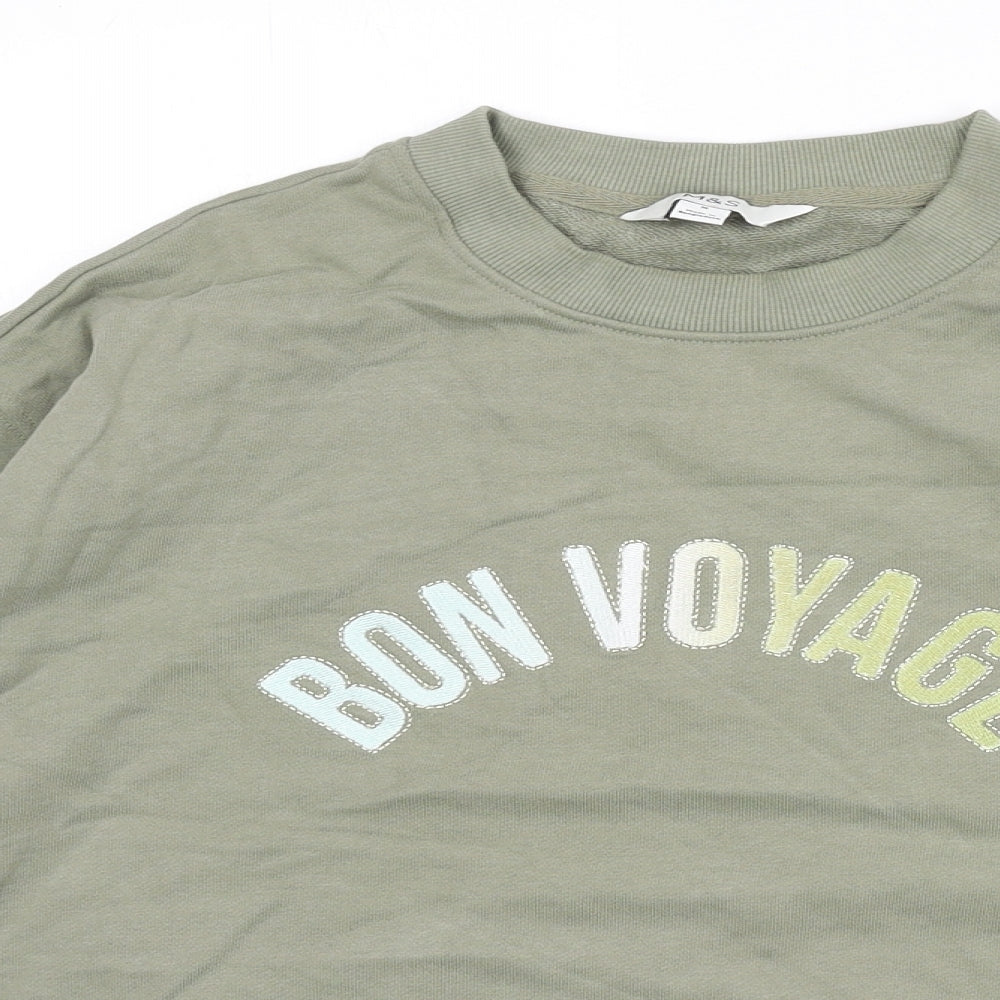 Marks and Spencer Womens Green Cotton Pullover Sweatshirt Size M Pullover - Bon Voyage