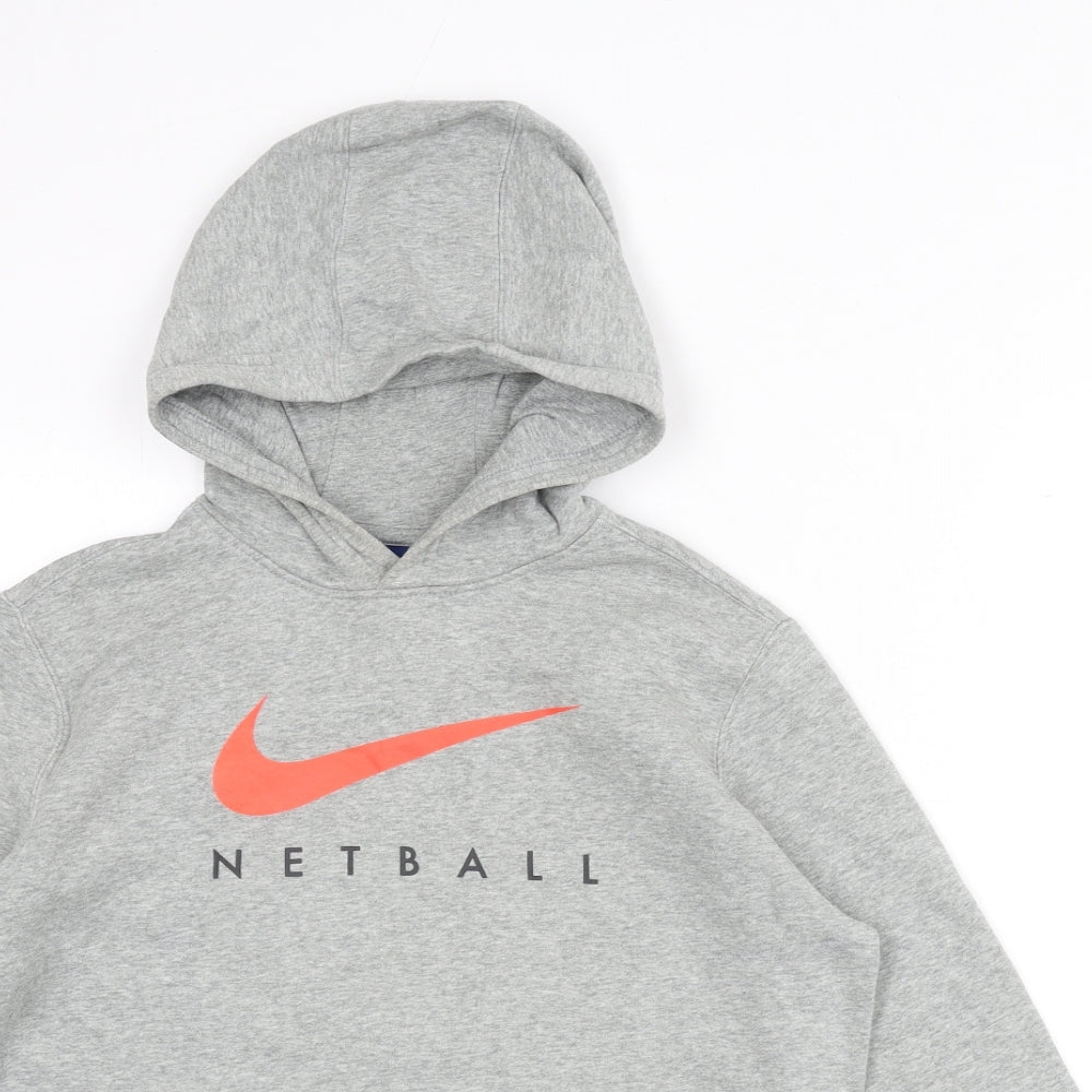 Nike Girls Grey Cotton Pullover Hoodie Size XL Pullover - Netball