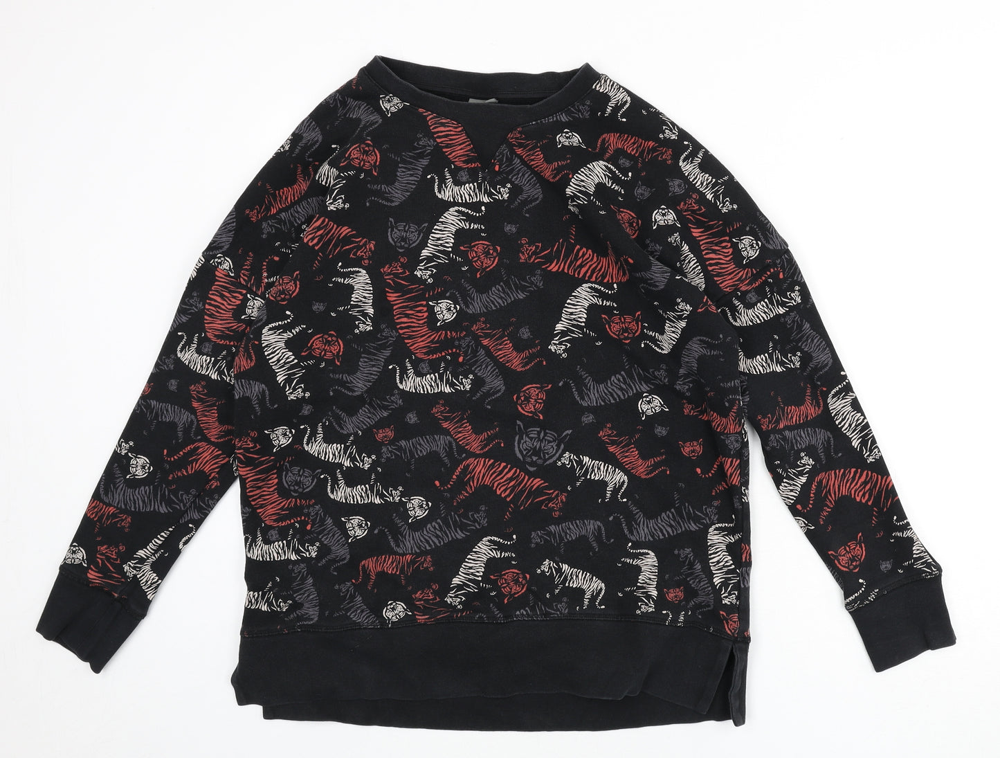 Sweaty Betty Womens Black Animal Print Cotton Pullover Sweatshirt Size M Pullover - Tiger Print