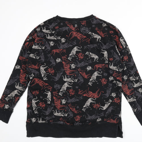Sweaty Betty Womens Black Animal Print Cotton Pullover Sweatshirt Size M Pullover - Tiger Print