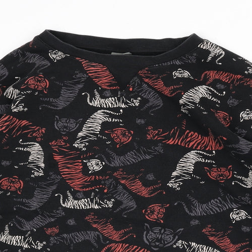 Sweaty Betty Womens Black Animal Print Cotton Pullover Sweatshirt Size M Pullover - Tiger Print