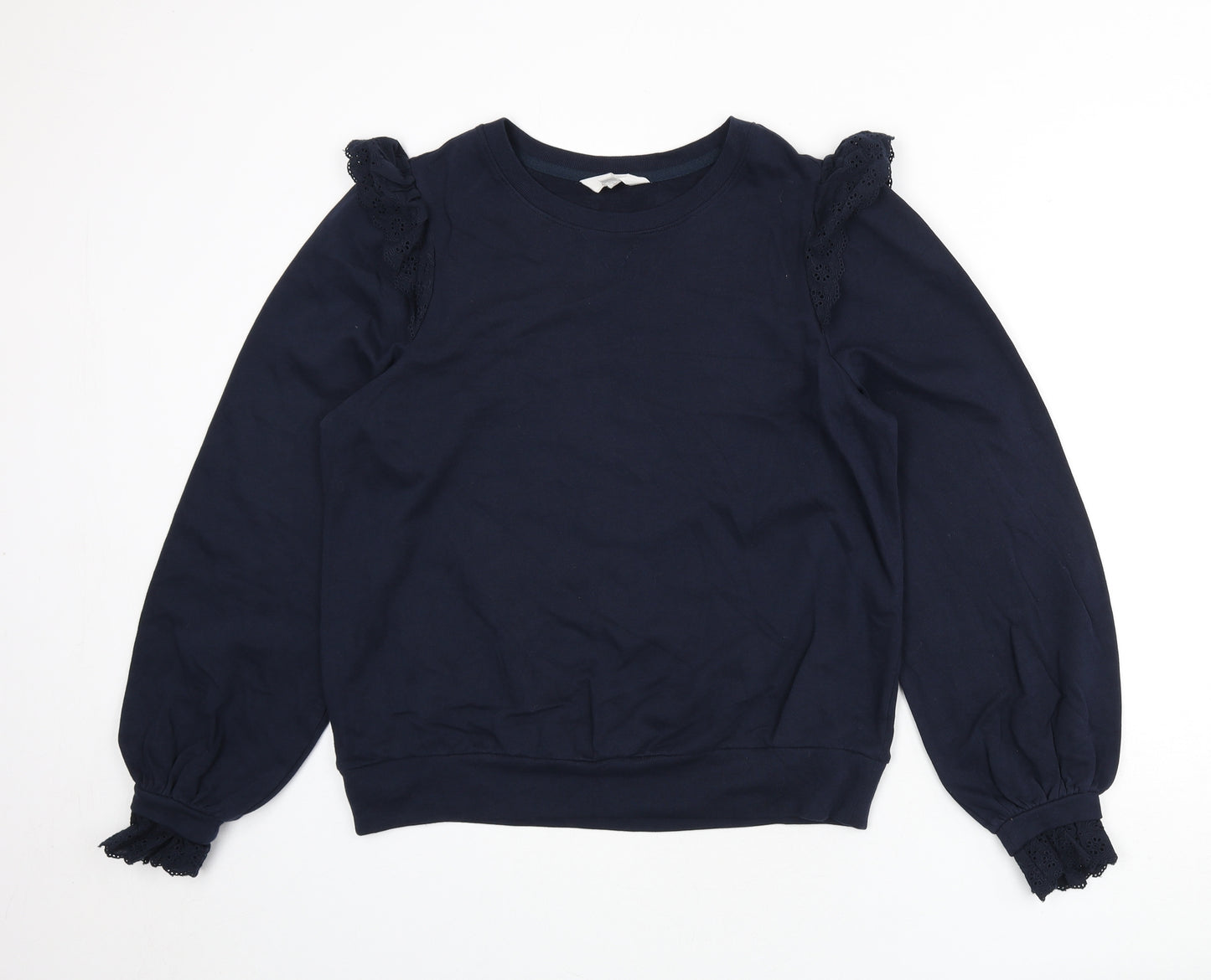 Per Una Womens Blue 100% Cotton Pullover Sweatshirt Size 14 Pullover - Ruffle Detail