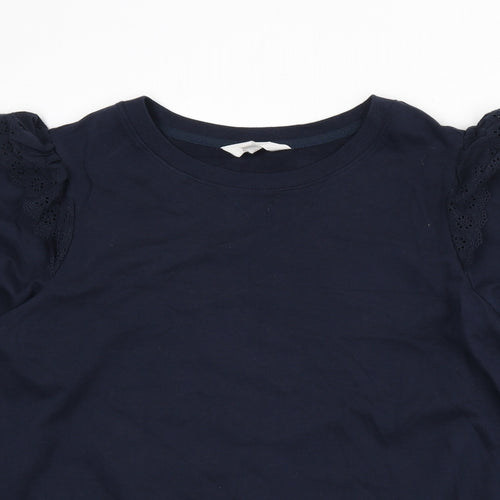 Per Una Womens Blue 100% Cotton Pullover Sweatshirt Size 14 Pullover - Ruffle Detail