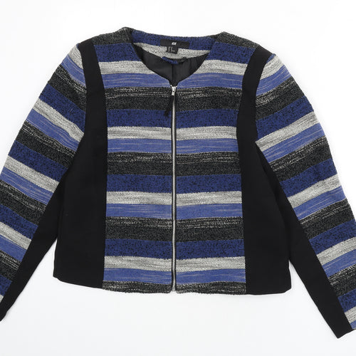 H&M Womens Multicoloured Striped Jacket Size 16 Zip
