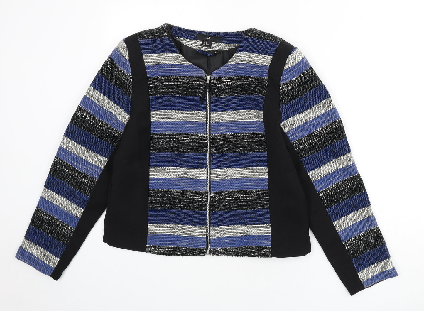 H&M Womens Multicoloured Striped Jacket Size 16 Zip