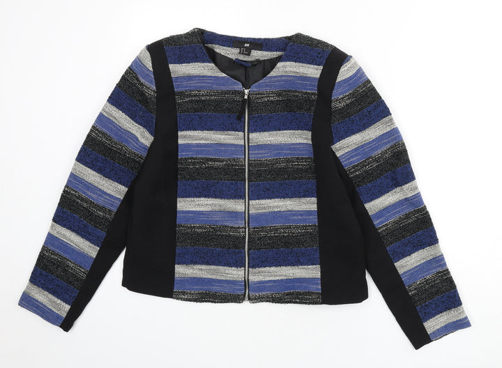 H&M Womens Multicoloured Striped Jacket Size 16 Zip