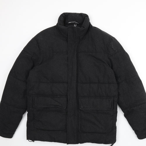 Zara Womens Grey Puffer Jacket Coat Size S Zip