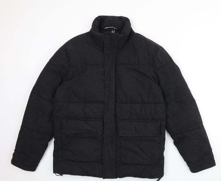 Zara Womens Grey Puffer Jacket Coat Size S Zip