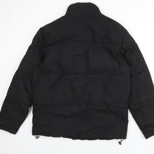 Zara Womens Grey Puffer Jacket Coat Size S Zip