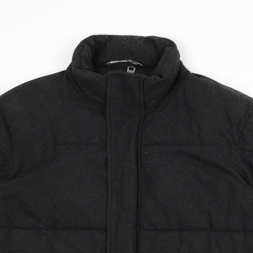 Zara Womens Grey Puffer Jacket Coat Size S Zip