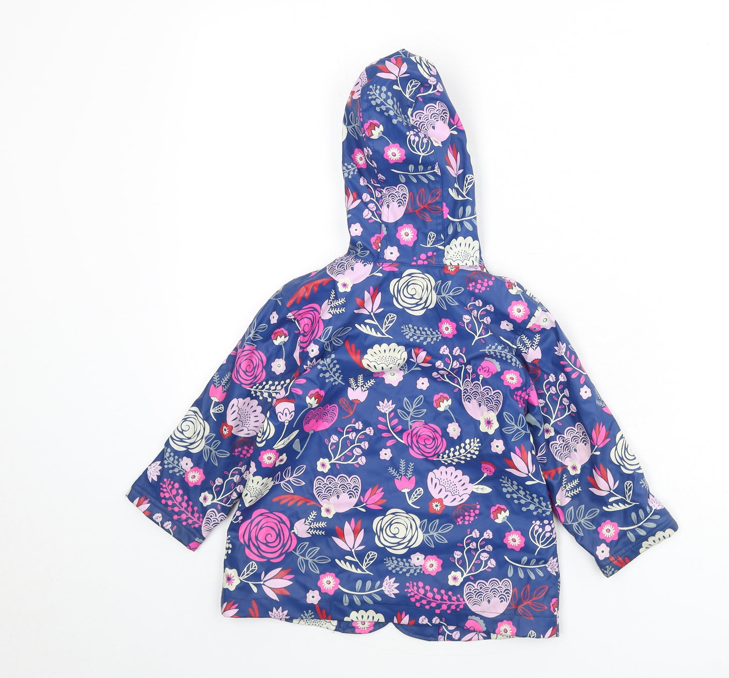Hatley Girls Blue Floral Rain Coat Coat Size 2 Years Snap