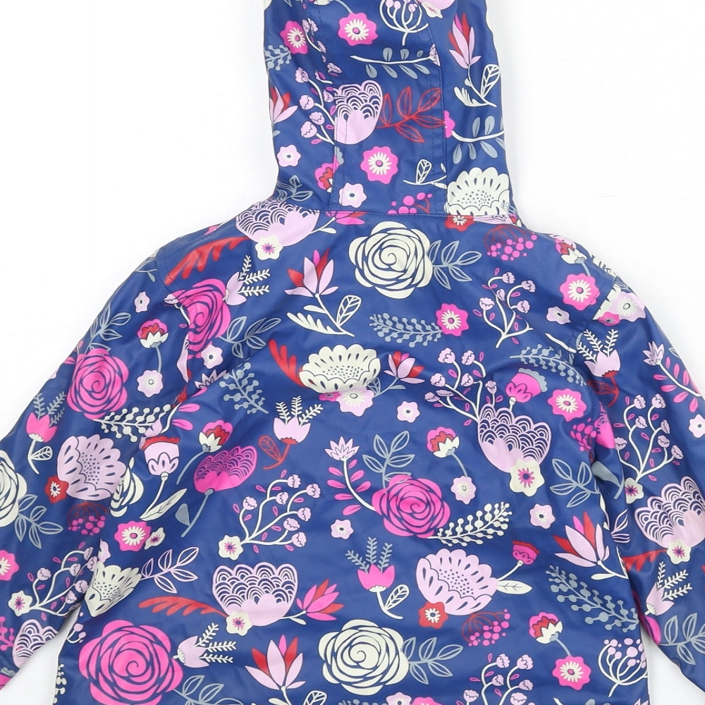 Hatley Girls Blue Floral Rain Coat Coat Size 2 Years Snap