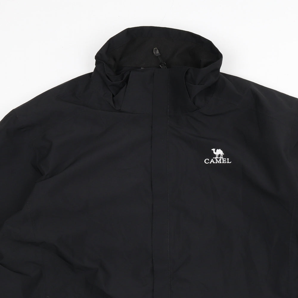 Camel Mens Black Windbreaker Coat Size 2XL Zip