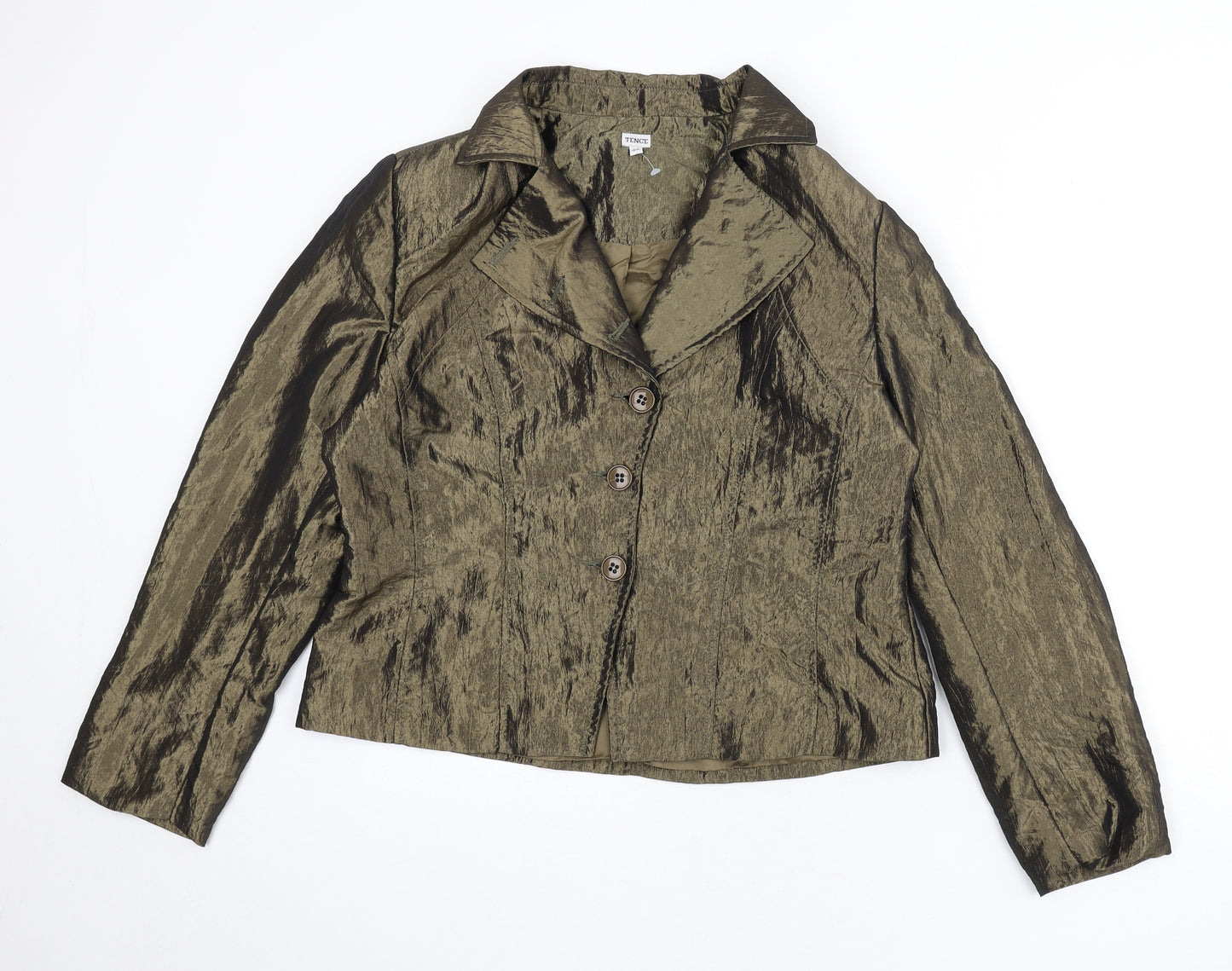 Tence Womens Brown Jacket Blazer Size 16 Button