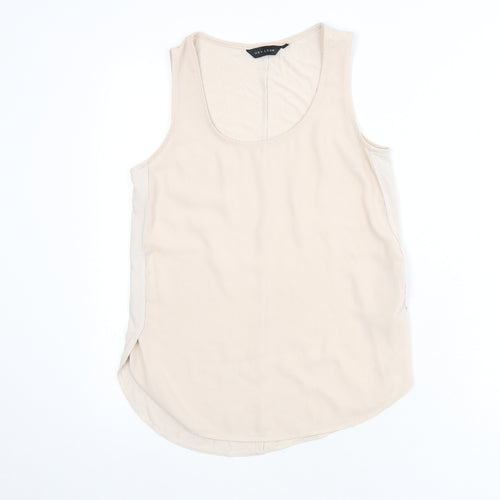 New Look Womens Beige Polyester Basic Tank Size 8 Scoop Neck