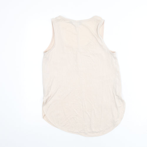 New Look Womens Beige Polyester Basic Tank Size 8 Scoop Neck