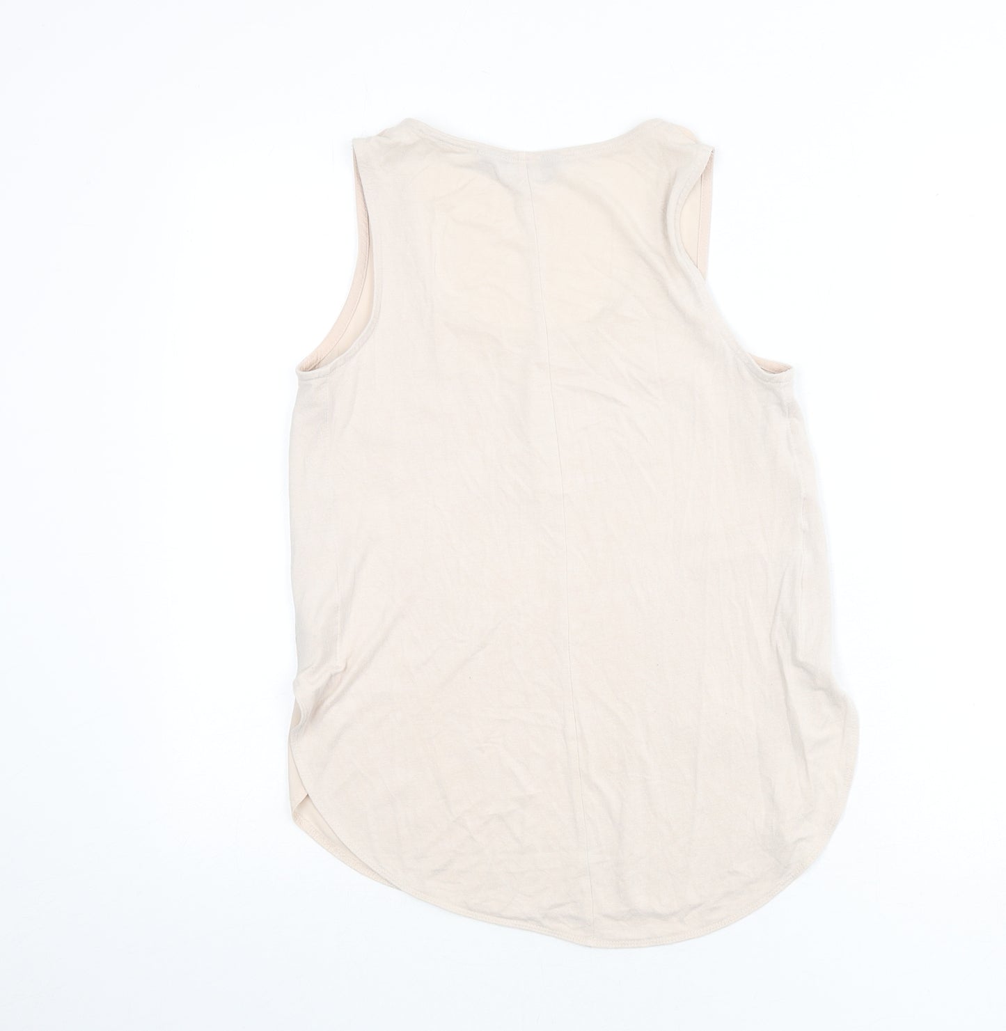 New Look Womens Beige Polyester Basic Tank Size 8 Scoop Neck
