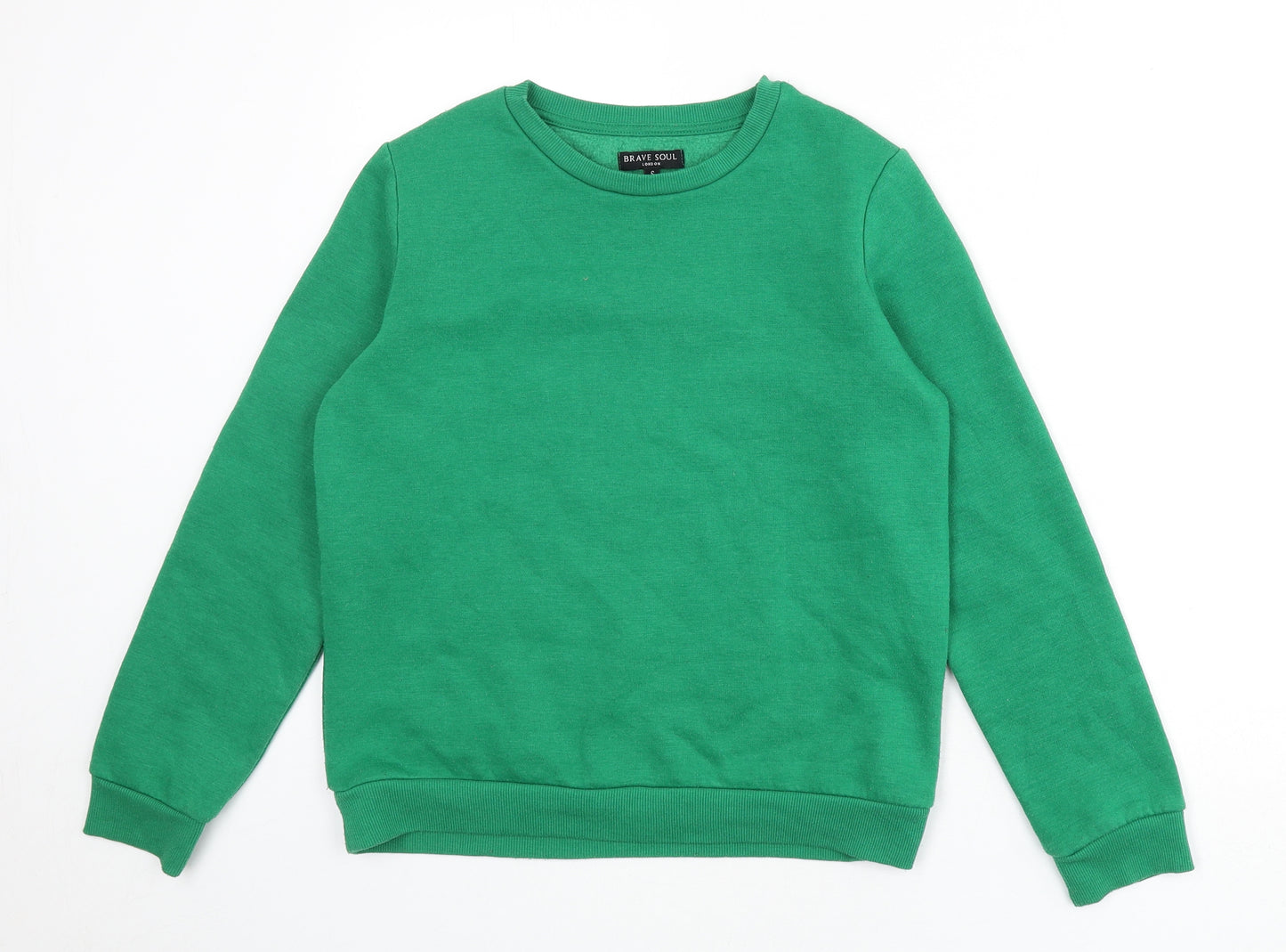 Brave Soul Womens Green Polyester Pullover Sweatshirt Size S Pullover