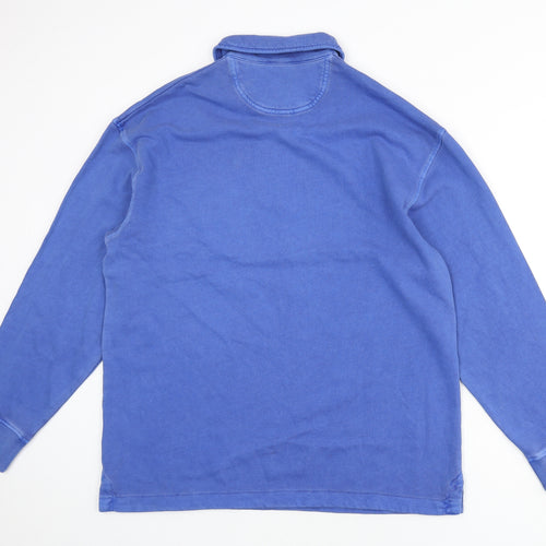 Marks and Spencer Mens Blue Cotton Henley Sweatshirt Size M