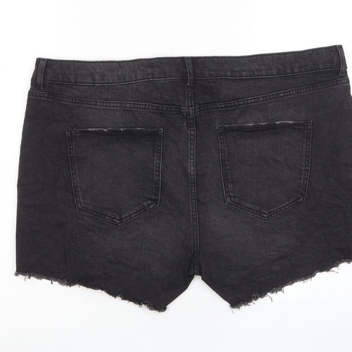Marks and Spencer Womens Grey Cotton Basic Shorts Size 20 L3 in Regular Zip - Pockets
