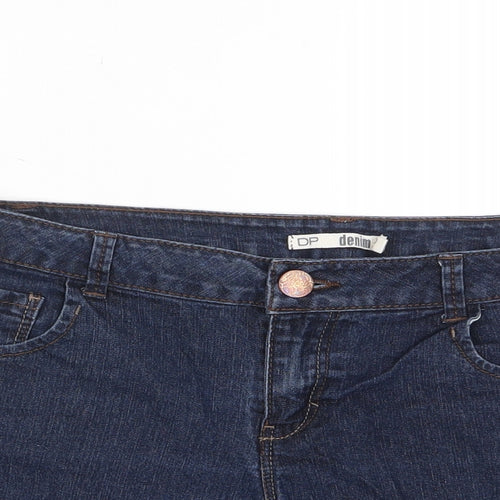 Dorothy Perkins Womens Blue Cotton Basic Shorts Size 10 L3 in Regular Zip - Pockets