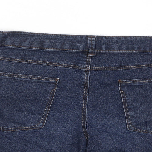 Dorothy Perkins Womens Blue Cotton Basic Shorts Size 10 L3 in Regular Zip - Pockets