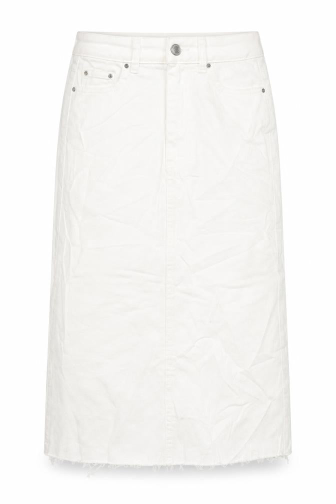 Marks and Spencer Womens White Cotton A-Line Skirt Size 6 Zip - Pockets