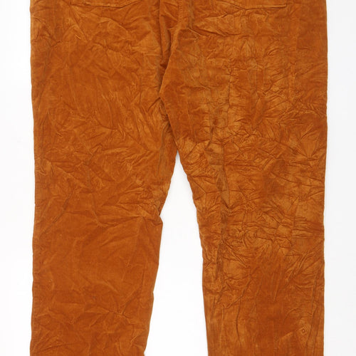 Marks and Spencer Womens Brown Cotton Trousers Size 24 L33 in Regular Zip - Pockets