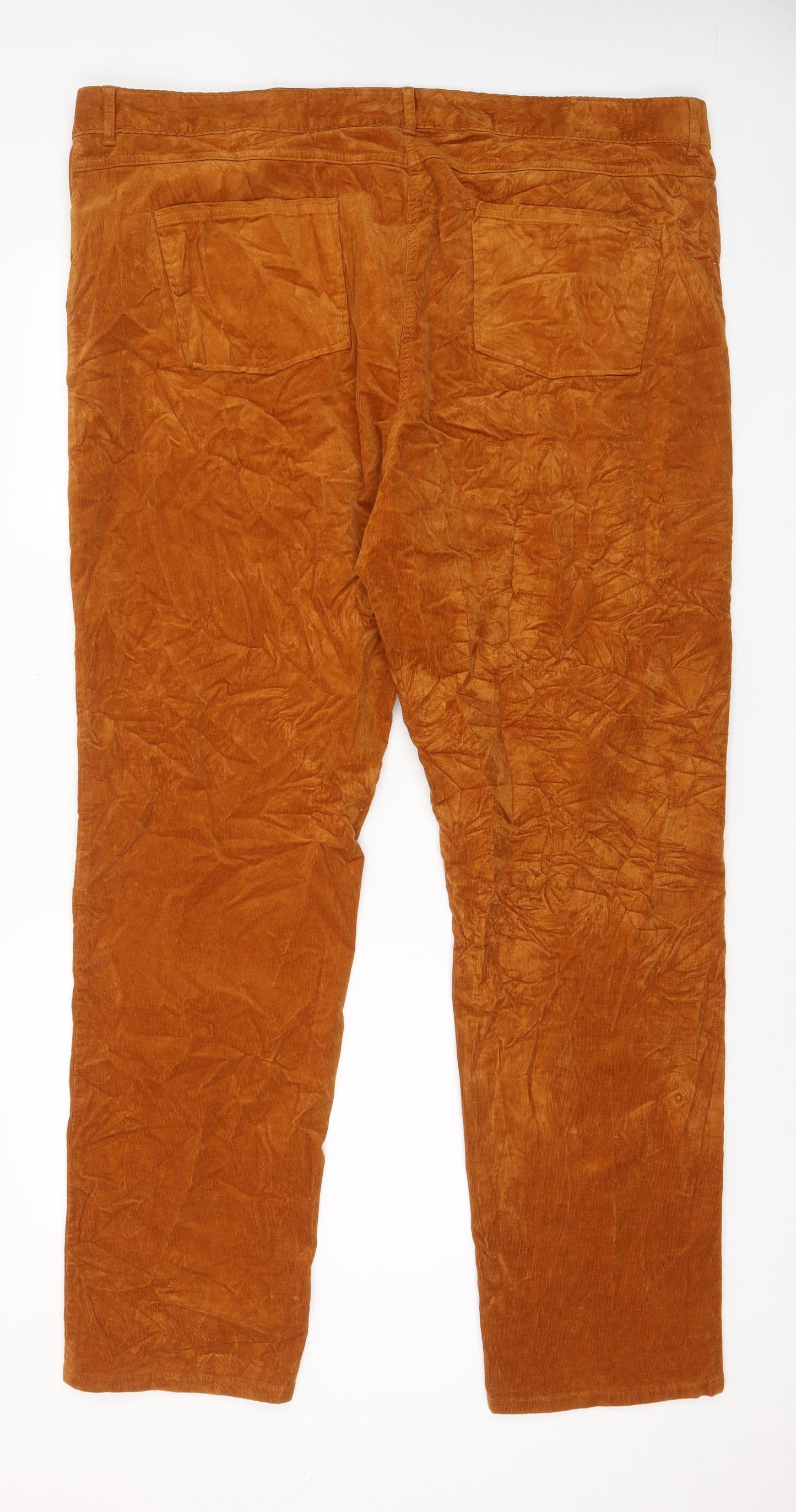Marks and Spencer Womens Brown Cotton Trousers Size 24 L33 in Regular Zip - Pockets