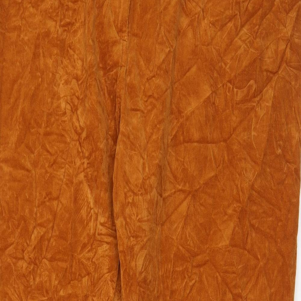 Marks and Spencer Womens Brown Cotton Trousers Size 24 L33 in Regular Zip - Pockets