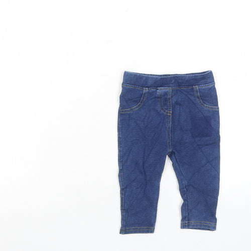 Marks and Spencer Girls Blue Cotton Capri Jeans Size 6-9 Months Pullover