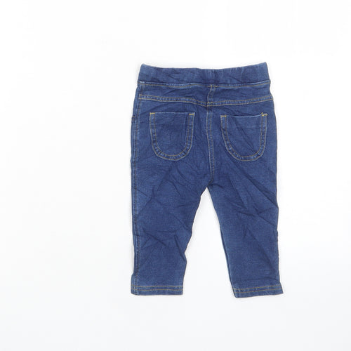 Marks and Spencer Girls Blue Cotton Capri Jeans Size 6-9 Months Pullover