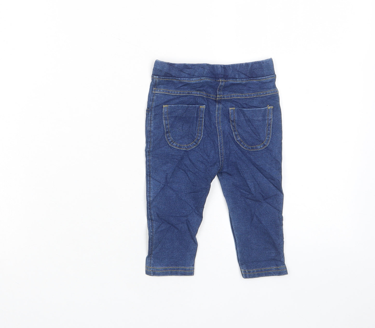 Marks and Spencer Girls Blue Cotton Capri Jeans Size 6-9 Months Pullover