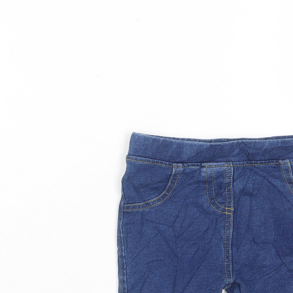 Marks and Spencer Girls Blue Cotton Capri Jeans Size 6-9 Months Pullover