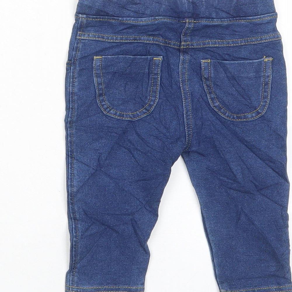Marks and Spencer Girls Blue Cotton Capri Jeans Size 6-9 Months Pullover